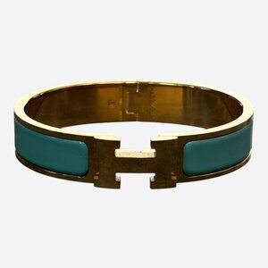 Hermes Gold & Turquoise Clic Clac H Bracelet